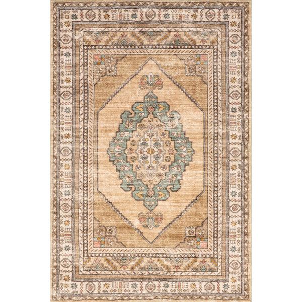nuloom Hollyn Vintage Medallion Machine Washable Area Rug Light Brown