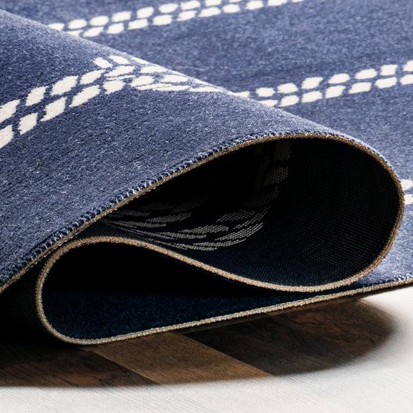 Nuloom Ida Coastal Ropes Indoor/Outdoor Fringe Area Rug Blue