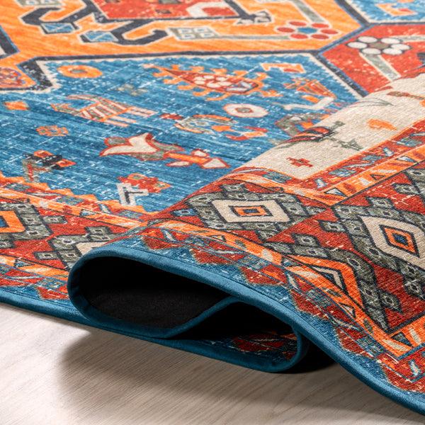 Nuloom Idell Persian Medallion Machine Washable Area Rug Blue