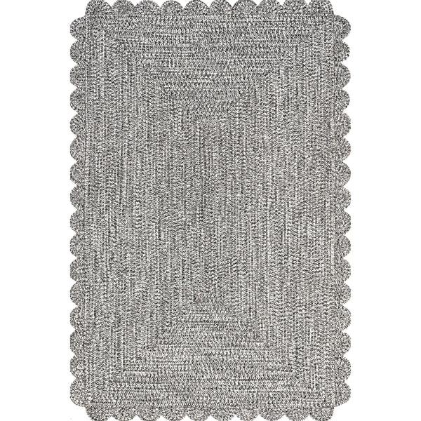 nuloom Idina Casual Scalloped Indoor/Outdoor Area Rug Black and Gray