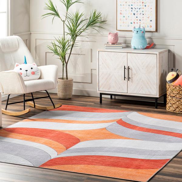 Nuloom Ilana Retro Machine Washable Kids Area Rug Orange