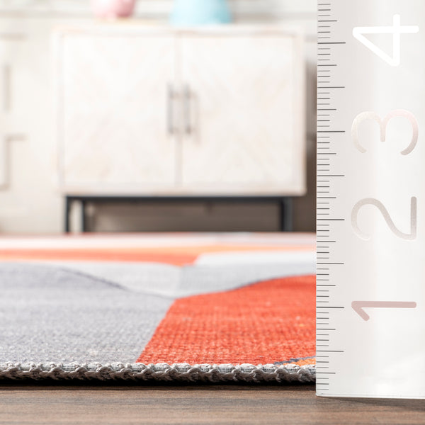 Nuloom Ilana Retro Machine Washable Kids Area Rug Orange