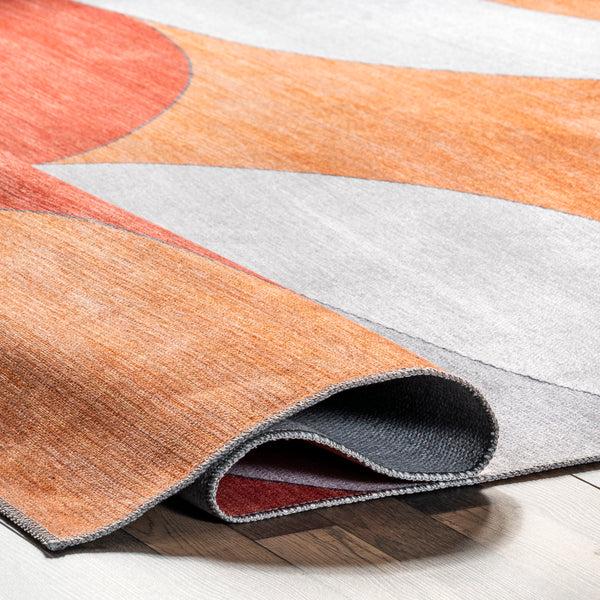 Nuloom Ilana Retro Machine Washable Kids Area Rug Orange
