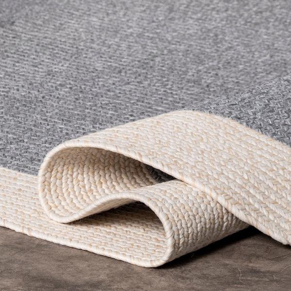 Nuloom Indoor/Outdoor Braided Solid Border Delaine Area Rug Grey
