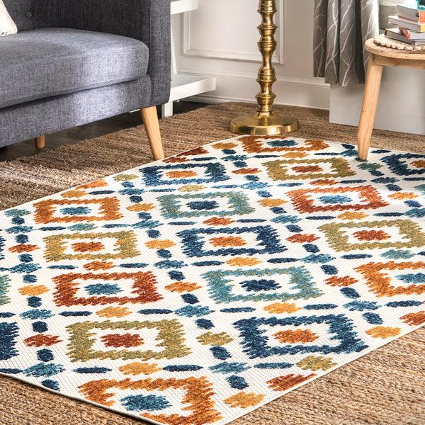Nuloom Indoor/Outdoor Transitional Labyrinth Area Rug Blue