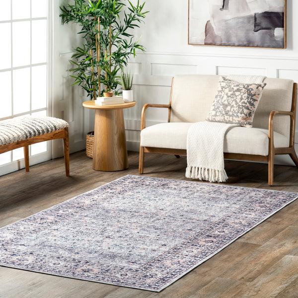 Nuloom Indy Vintage Stain-Resistant Machine Washable Area Rug Gray