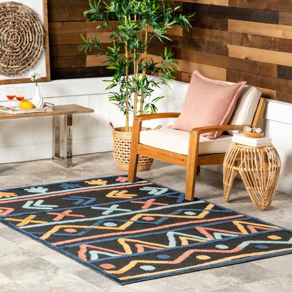 Nuloom Inés Bohemian Lined Indoor/Outdoor Area Rug Gray
