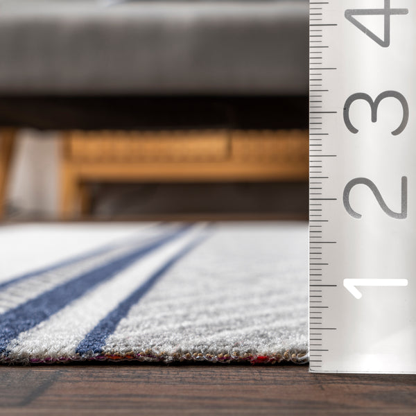Nuloom Ivey Modern Striped Indoor/Outdoor Fringe Area Rug Blue