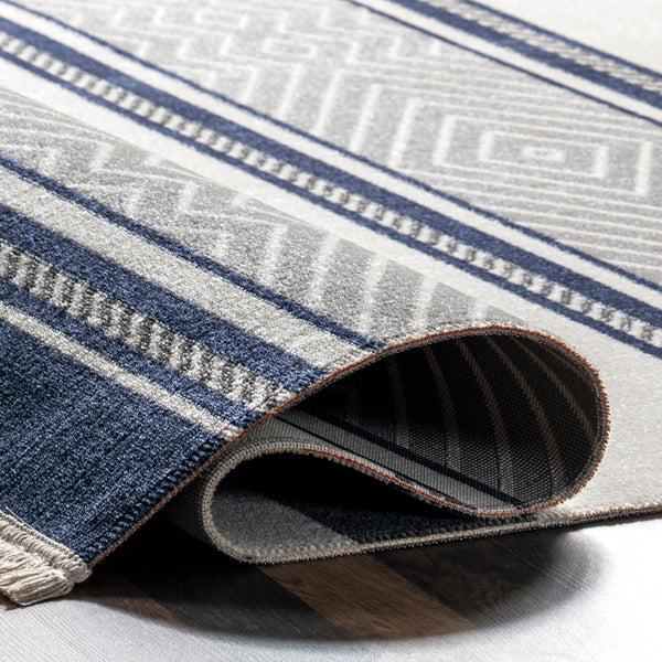 Nuloom Ivey Modern Striped Indoor/Outdoor Fringe Area Rug Blue