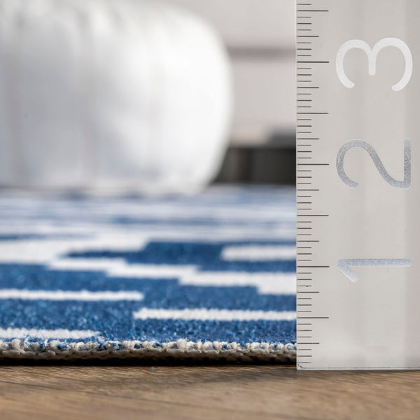 Nuloom Jagged Modern Trellis Washable Area Rug Navy