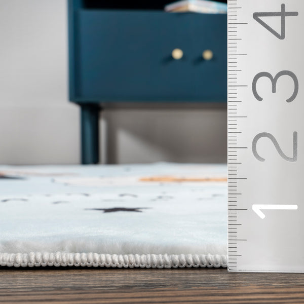 Nuloom Jalissa Lion Dreams Machine Washable Kids Area Rug Blue Multi