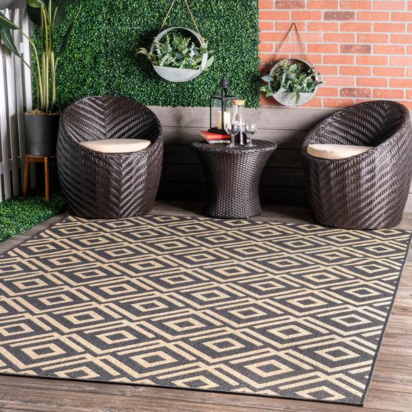 Nuloom Jayne Geometric Diamond Indoor/Outdoor Area Rug Dark Grey