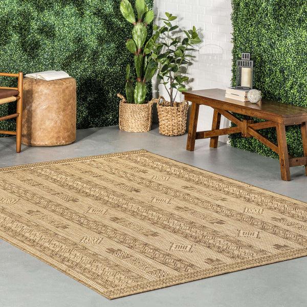 Nuloom Jemma Tribal Bands Indoor/Outdoor Area Rug Beige