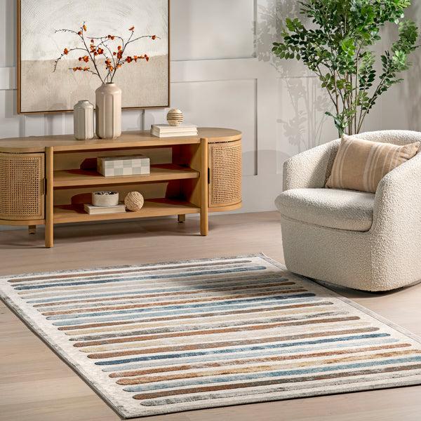 Nuloom Jenae Multi Striped Machine Washable Area Rug Multi