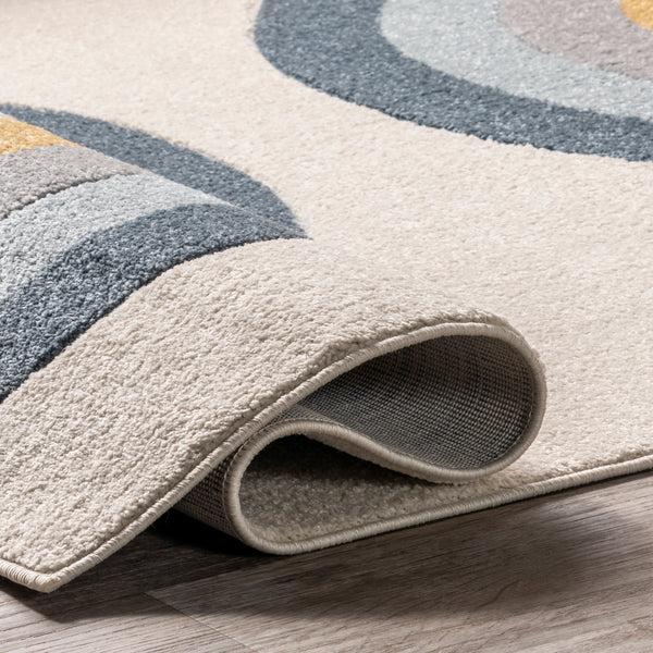 Nuloom Jerri Double Half Rainbow Kids Area Rug Beige