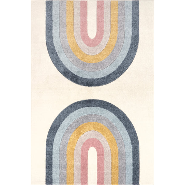nuloom Jerri Double Half Rainbow Kids Area Rug Beige