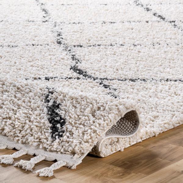 Nuloom Jessie Moroccan Lattice Tassel Area Rug Off White
