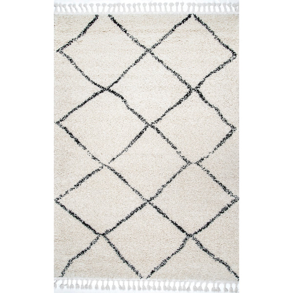 nuloom Jessie Moroccan Lattice Tassel Area Rug Off White