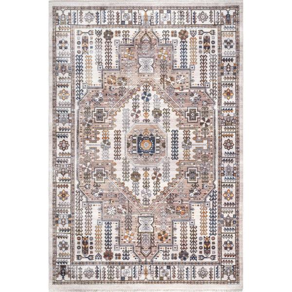 nuloom Jocelyn Global Inspired Medallion Fringe Area Rug Beige