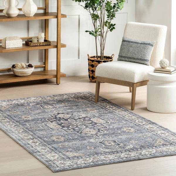 Nuloom Jordan Vintage Medallion Machine Washable Area Rug Grey