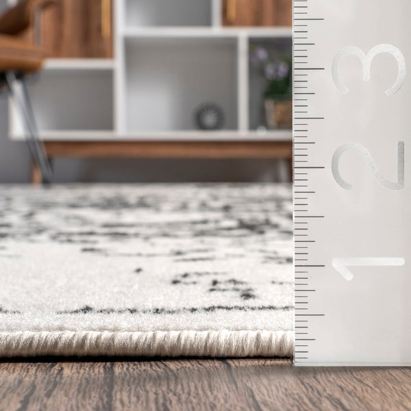 Nuloom Jordana Vintage Distressed Medallion Area Rug Black And White