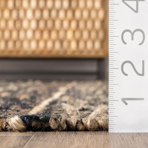 Nuloom Julane Striped Jute Tassel Area Rug Dark Gray