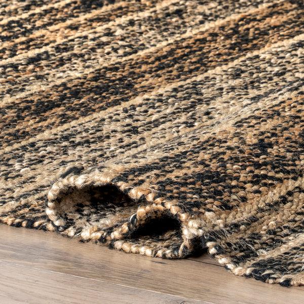 Nuloom Julane Striped Jute Tassel Area Rug Dark Gray