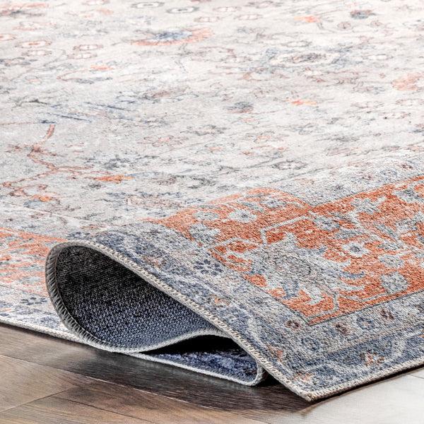 Nuloom Julia Machine Washable Transitional Border Area Rug Light Gray