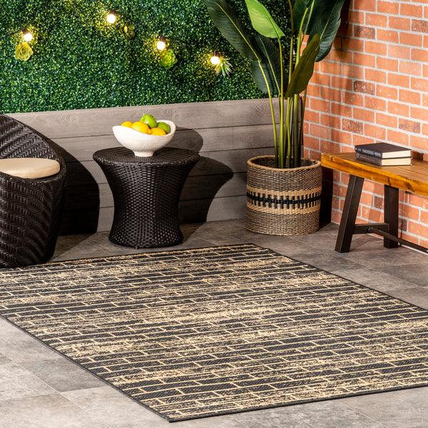 Nuloom Justina Abstract Brick Indoor/Outdoor Area Rug Charcoal