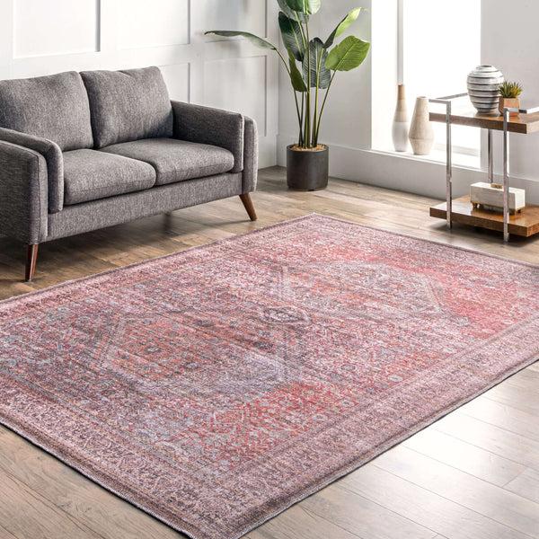 Nuloom Justine Machine Washable Faded Geometric Medallion Area Rug Gray