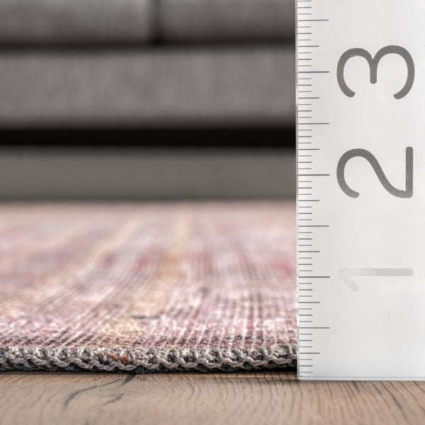 Nuloom Justine Machine Washable Faded Geometric Medallion Area Rug Gray