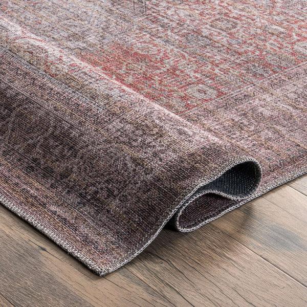 Nuloom Justine Machine Washable Faded Geometric Medallion Area Rug Gray