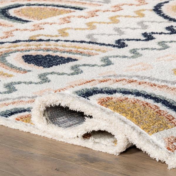 Nuloom Kaarina Multi Rainbow Kids Fringe Area Rug Blue