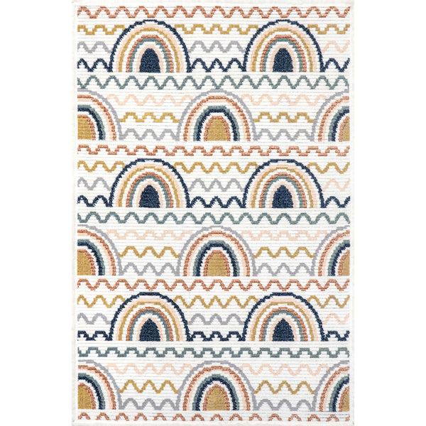 nuloom Kaarina Multi Rainbow Kids Fringe Area Rug Blue