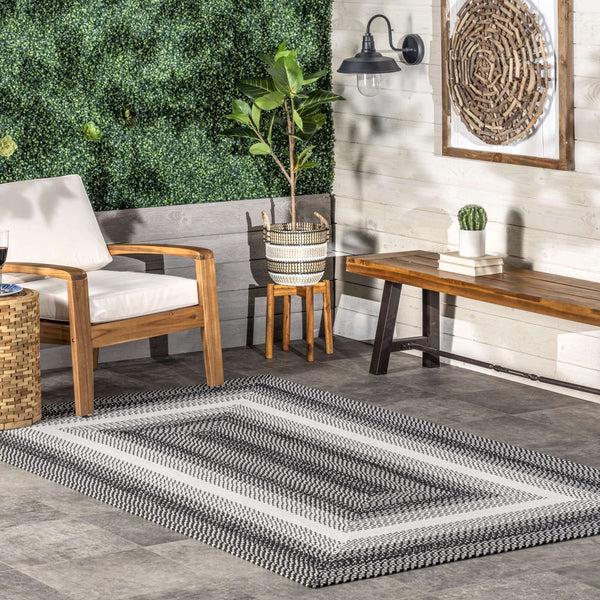 Nuloom Kaila Ombre Bordered Indoor/Outdoor Area Rug Black