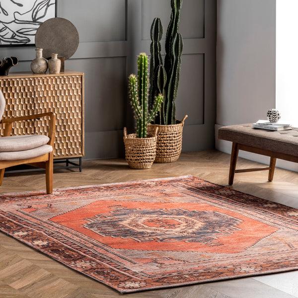 Nuloom Kamila Tribal Machine Washable Area Rug Orange