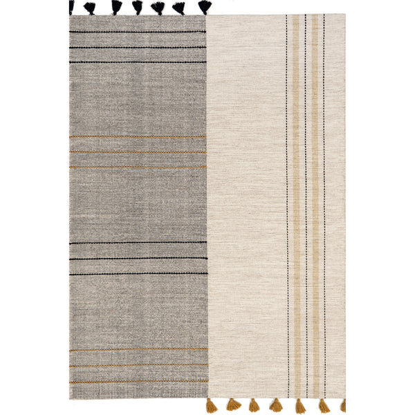 nuloom Karlene Modern Striped Wool Tasseled Area Rug Ivory