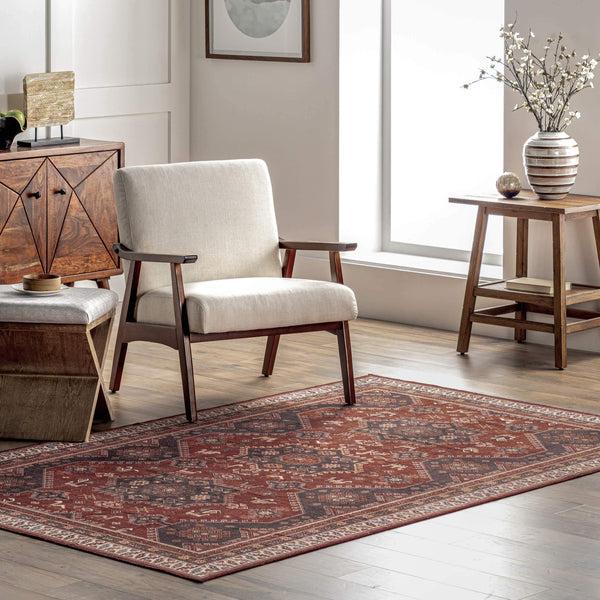 Nuloom Kathryn Machine Washable Traditional Rustic Area Rug Red