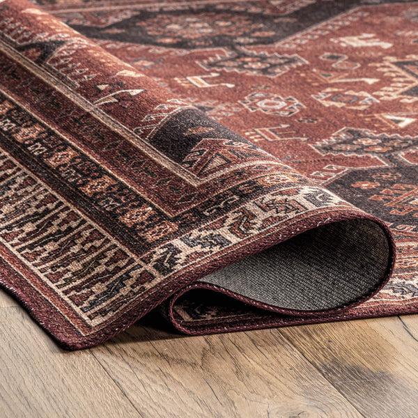 Nuloom Kathryn Machine Washable Traditional Rustic Area Rug Red