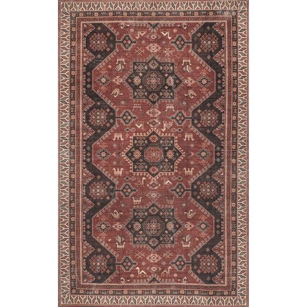 nuloom Kathryn Machine Washable Traditional Rustic Area Rug Red