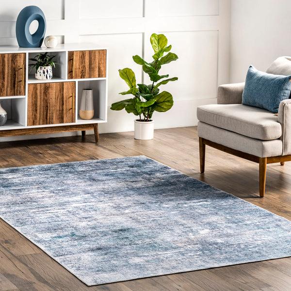 Nuloom Katia Modern Abstract Machine Washable Area Rug Blue