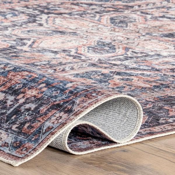 Nuloom Kay Distressed Stain-Resistant Machine Washable Area Rug Blue