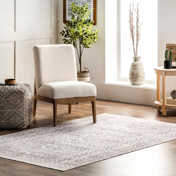Nuloom Kehlani Distressed Diamond Area Rug Light Gray