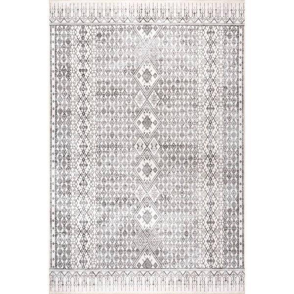 nuloom Kehlani Distressed Diamond Area Rug Light Gray