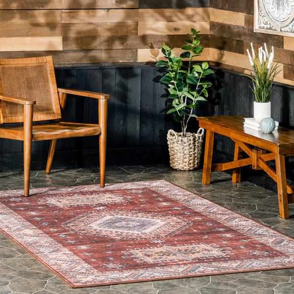 Nuloom Kera Persian Machine Washable Indoor/Outdoor Area Rug Rust
