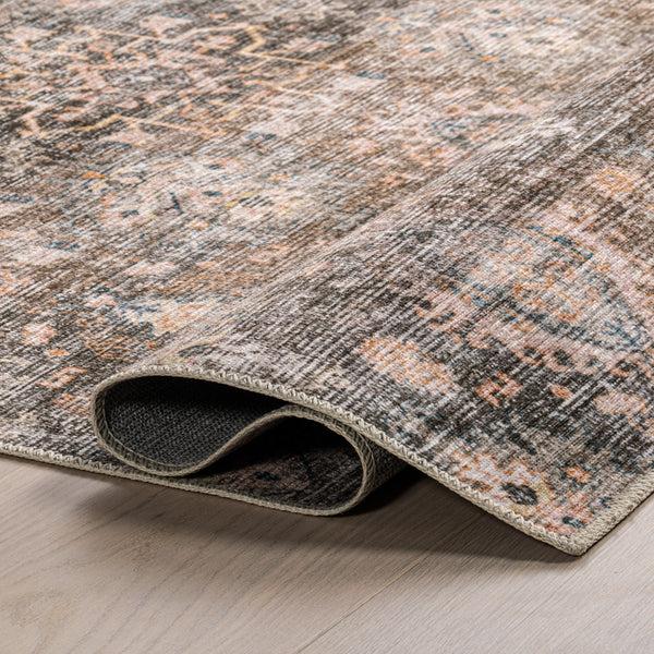 Nuloom Keziah Vintage Medallion Stain-Resistant Machine Washable Area Rug Grey