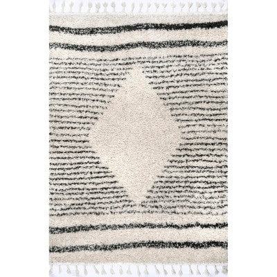 nuloom Kiera Moroccan Diamond Tassel Area Rug Off White