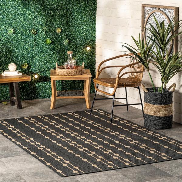 Nuloom Kiernan Vertical Teardrop Stripe Indoor/Outdoor Area Rug Charcoal