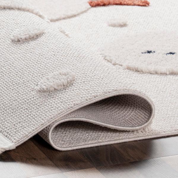 Nuloom Kilah Snowmen High-Low Kids Tasseled Area Rug Off White