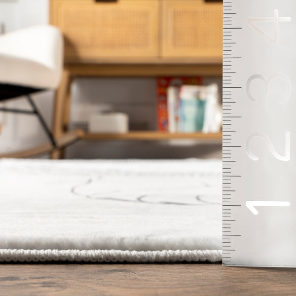 Nuloom Kinslee Modern Lion Machine Washable Kids Area Rug Light Gray